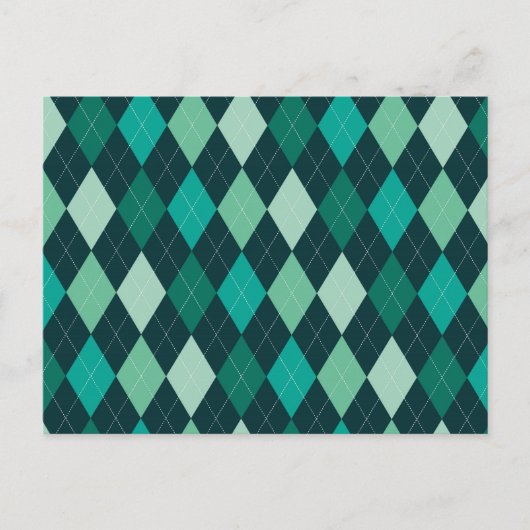 Blauwgroen argylpatroon briefkaart (Voorkant)