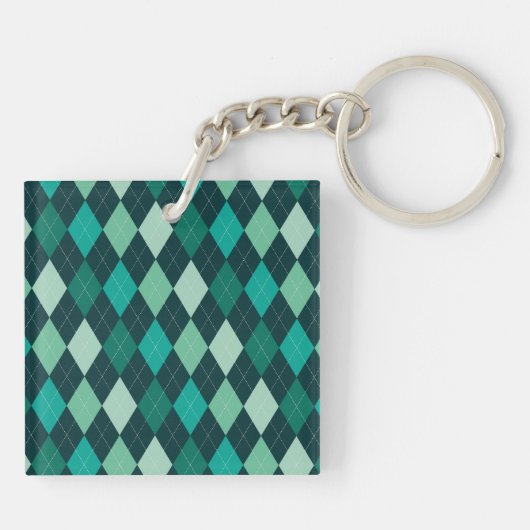 Blauwgroen argylpatroon sleutelhanger (Achterkant)
