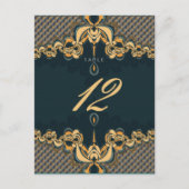 Blauwgroen Art Alternative Wedding Menu & Table Nu (Voorkant)