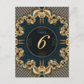 Blauwgroen Art Alternative Wedding Menu Table Numb (Voorkant)