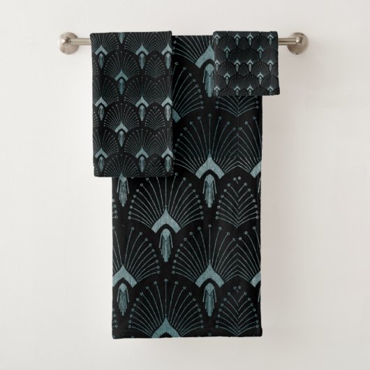 Blauwgroen Art Deco, art nouveau Patroon, art deco Bad Handdoek (Insitu)