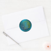 Blauwgroen Art Deco Peacock Envelope Seal Set 1104 Ronde Sticker (Envelop)