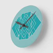 Blauwgroen art deco quilt geïnspireerd ronde klok (Hoek)