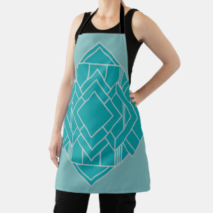 Blauwgroen art deco quilt geïnspireerd schort