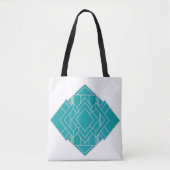 Blauwgroen art deco quilt geïnspireerd tote bag (Voorkant)
