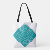 Blauwgroen art deco quilt geïnspireerd tote bag (Achterkant)