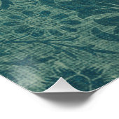 Blauwgroen, art nouveau, , floreel, patroon, blauw perfect poster (Hoek)