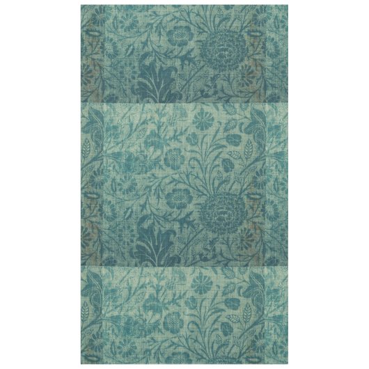 Blauwgroen, art nouveau, , floreel, patroon, blauw tafelkleed (Voorkant)
