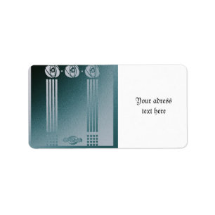 Blauwgroen Art nouveau, Ronnie C Mackintosh, roos Etiket