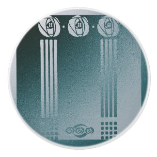 Blauwgroen Art nouveau, Ronnie C Mackintosh, roos  Keramische Knop