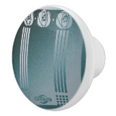 Blauwgroen Art nouveau, Ronnie C Mackintosh, roos  Keramische Knop (Rechts)