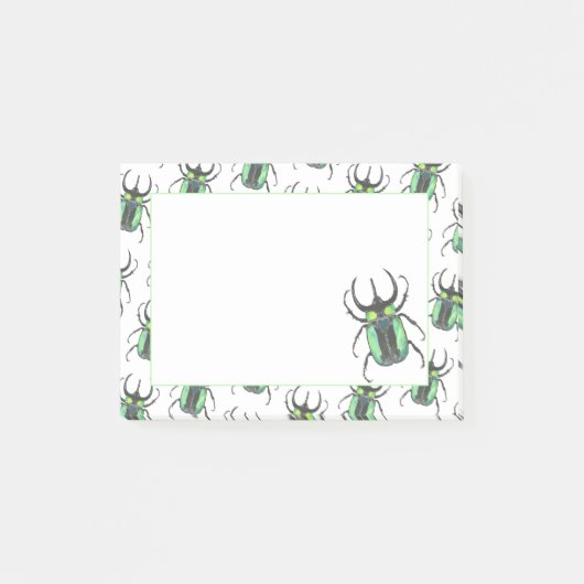 Blauwgroen Atlas Waterverf Beetle Love Bug Post-it® Notes (Voorkant)