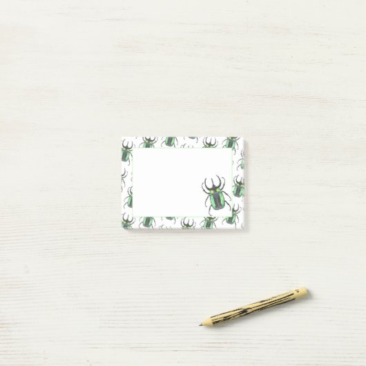 Blauwgroen Atlas Waterverf Beetle Love Bug Post-it® Notes (Op bureau)