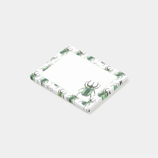 Blauwgroen Atlas Waterverf Beetle Love Bug Post-it® Notes (Schuin)