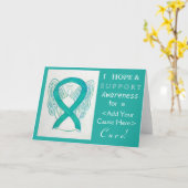 Blauwgroen Awareness Ribbon Custom Want Angel-kaar Kaart (Gele Bloem)