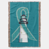 Blauwgroen Awareness Ribbon Lighthouse of Hope Deken (Voorkant Verticaal)