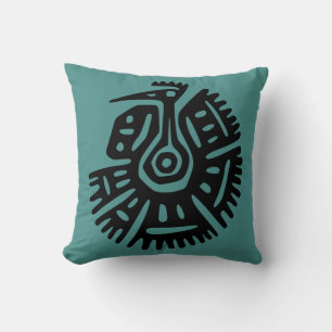 Blauwgroen Aztec Pillow met Vulture Motif Kussen