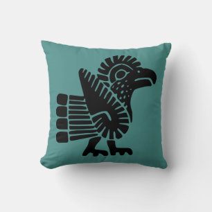 Blauwgroen Aztec-piloot met roostermotif Kussen