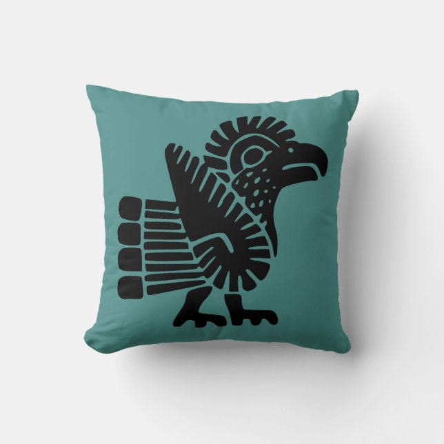Blauwgroen Aztec-piloot met roostermotif Kussen (Voorkant)