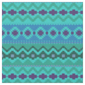 Blauwgroen Aztec Tribal Design Stof (Close Up)