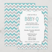 Blauwgroen Baby Q-uitnodiging / neutraal gender-ba Kaart (Voorkant / Achterkant)