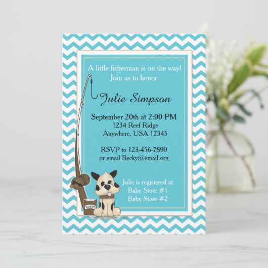 Blauwgroen Baby shower Chevron Kaart (Staand voorkant)