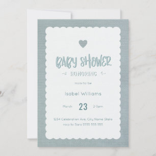 Blauwgroen Baby shower-invitatie voor bellappen - Aankondiging