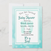 Blauwgroen Baby shower Kaart (Voorkant)