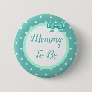 Blauwgroen Baby shower mama om te zijn Ronde Button 5,7 Cm