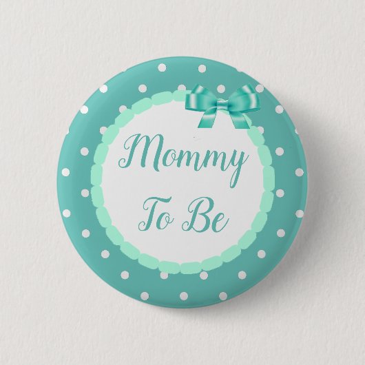 Blauwgroen Baby shower mama om te zijn Ronde Button 5,7 Cm (Voorkant)