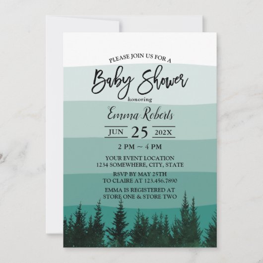 Blauwgroen Baby shower met  strips Kaart (Voorkant)