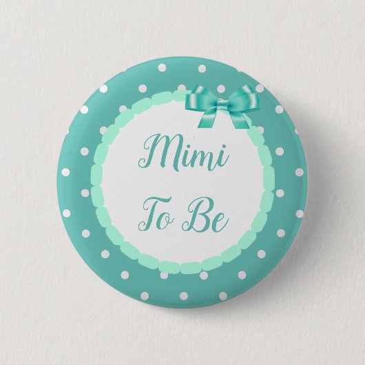 Blauwgroen Baby shower Mimi Ronde Button 5,7 Cm (Voorkant)
