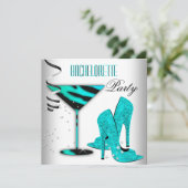 Blauwgroen Bachelorette White High Hiel Shoes Kaart (Staand voorkant)