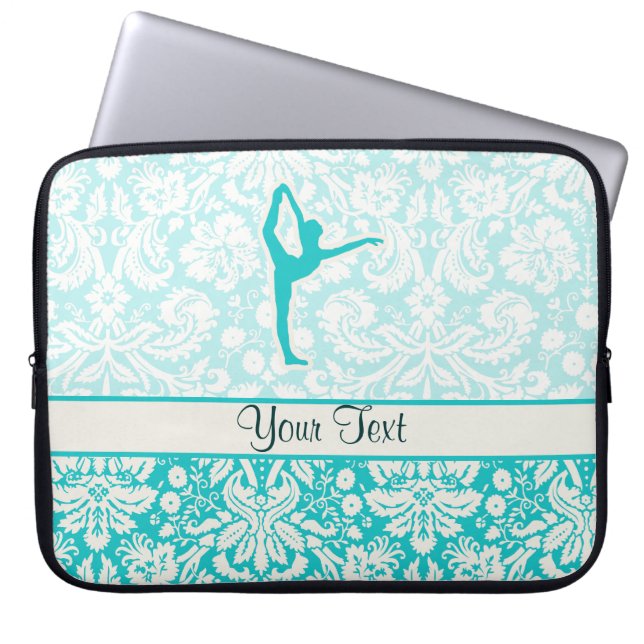 Blauwgroen ballet laptop sleeve (Voorkant)