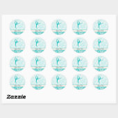 Blauwgroen ballet ronde sticker (Vel)