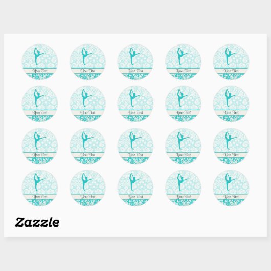 Blauwgroen ballet ronde sticker (Vel)