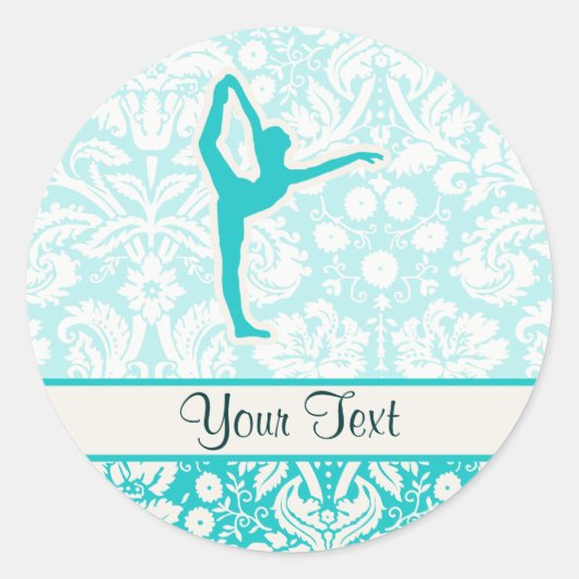 Blauwgroen ballet ronde sticker (Voorkant)