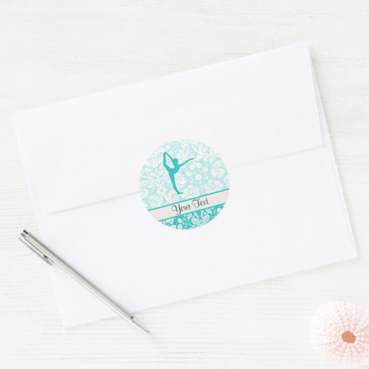 Blauwgroen ballet ronde sticker (Envelop)