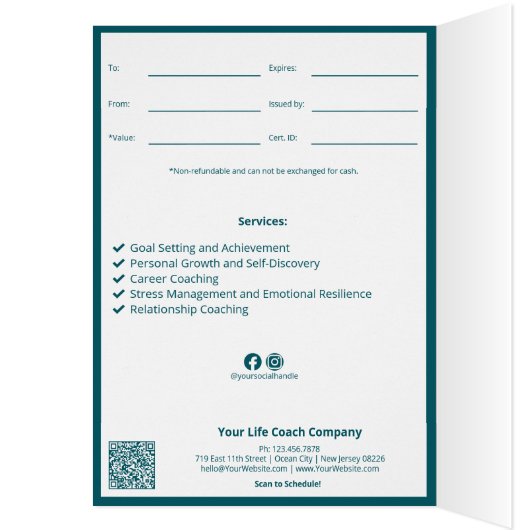 Blauwgroen Ballon SMB Happy Birthday Cadeaubon (Binnen (Links))