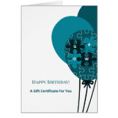 Blauwgroen Ballon SMB Happy Birthday Cadeaubon (Voorkant)