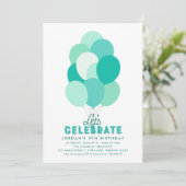 Blauwgroen ballonnen Elke Leeftijd Verjaardag Uitn Kaart (Staand voorkant)