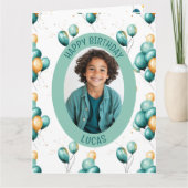 Blauwgroen ballonnen patroonfoto kaart (Voorkant)