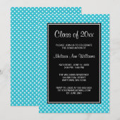Blauwgroen Band Black Polka Dots Afstuderen kondig Kaart (Voorkant / Achterkant)