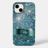 Blauwgroen banner Sparkle Blue Gem Glam Case-Mate iPhone Case (Achterkant)