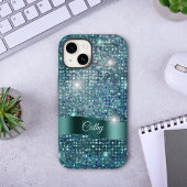 Blauwgroen banner Sparkle Blue Gem Glam Case-Mate iPhone Case