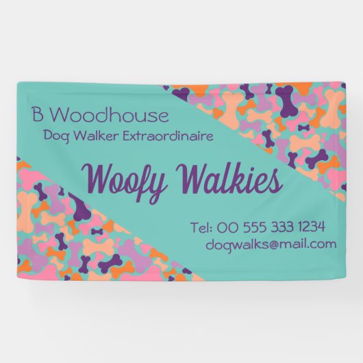 Blauwgroen banner voor het ontwerpen van hondenbee (Horizontaal)