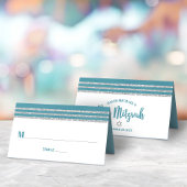 Blauwgroen Bar Mitzvah Silver Tallit Script Modern Plaatskaartje