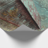 Blauwgroen Barn  textielontvlechting in het land Cadeaupapier (Hoek)