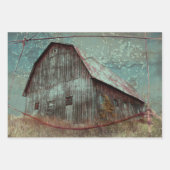 Blauwgroen Barn  textielontvlechting in het land Inpakpapier Vel (Voorkant)