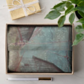 Blauwgroen Barn  textielontvlechting in het land Tissuepapier (Geschenk)